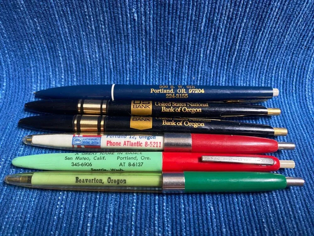 VTG Pen Oregon Lot of 6 Bank Kirby Vacuum Rose Nursery Portland Advertising 971A